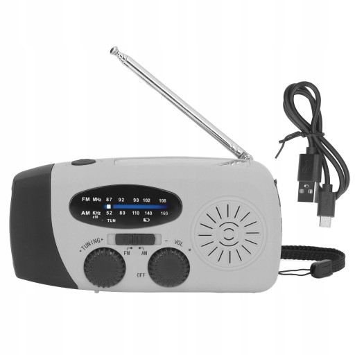 RADIO SŁONECZNE Z KORBĄ RĘCZNĄ LED USB Z BATERIĄ