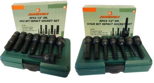 Jonnesway Klucze nasadki torx Imbus udarowe 1/2''