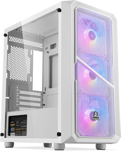 OBUDOWA USB 3.0 BIAŁA FULL MESH SZKŁO PIWNICA GAMING + 1 WENTYLATOR RGB