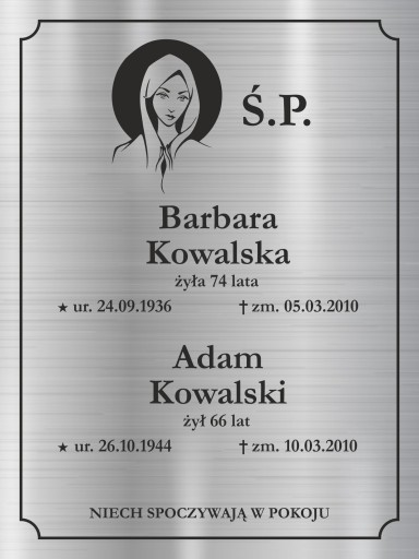 TABLICZKA NAGROBNA NAGROBKOWA grawer nierdzewna