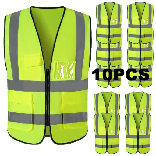 10PCS Safety Vest Reflective ANSI Class 2 High Vis