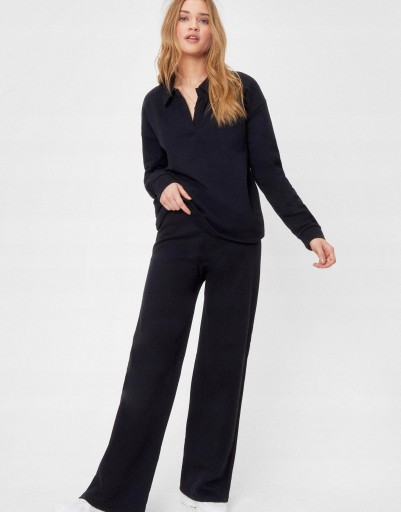 NASTY GAL SPODNIE DRESOWE CZARNE PROSTA 36 S 1AAD