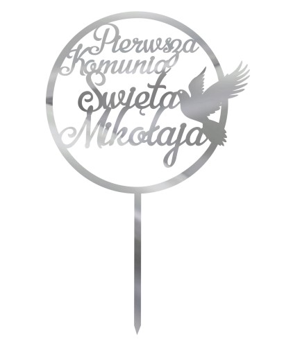 Topper Pierwsza Komunia Święta- srebrny TKS-21A