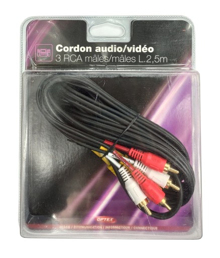Przewód 3 x RCA Component Audio Video GOLD 2.5 m