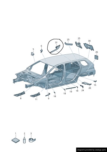 PRZEGRODA SŁUPKA LEWY TYŁ VW GOLF VIII EU