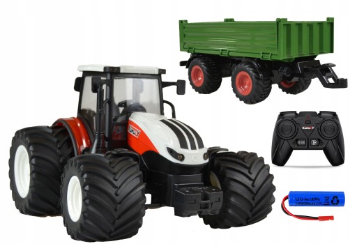 TRAKTOR ZDALNIE STEROWANY CIĄGNIK Z PRZYCZEPĄ RC MASZYNY FARMA PREZENT