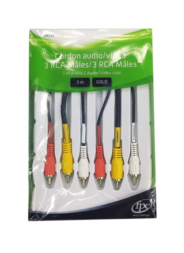 Przewód 3 x RCA Component Audio Video GOLD 3 m FPE