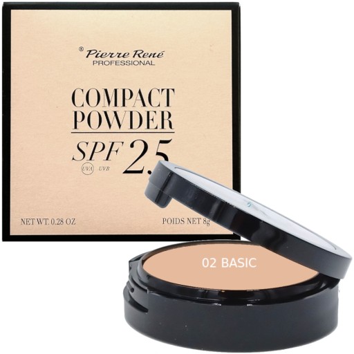 PIERRE RENE PUDER DO TWARZY MATUJĄCY COMPACT SPF25 02 basic