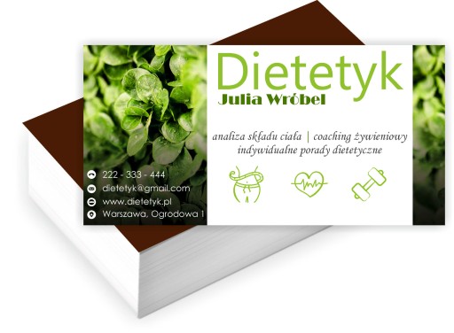 Wizytówki firmowe Foliowane 100szt duży wybór wzorów DIETETYK