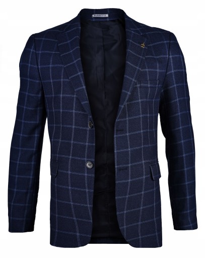 Marynarka męska elegancka casual wizytowa ciemny granat kratka 3378 50