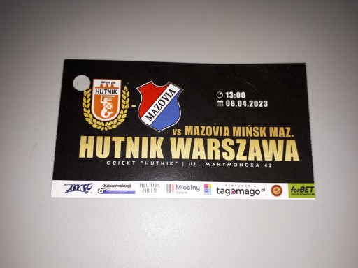 Bilet Hutnik Warszawa - Mazovia Mińsk Maz 8.4.2023