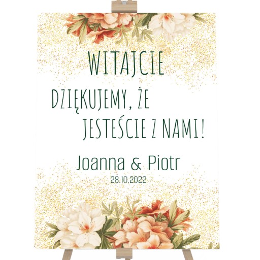 DREWNIANA TABLICA POWITALNA ŚLUB 50x70cm PERSONALIZOWANA Y7