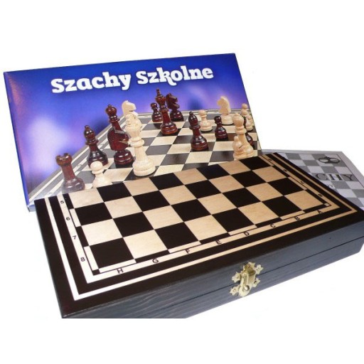 SZACHY SZKOLNE DREWNIANE 28CMX28CM