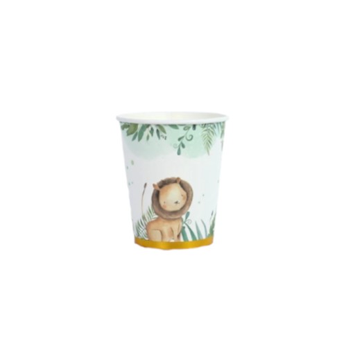 Kubeczki papierowe SAFARI 250ml 6szt PARTY IMPREZA ZOO ZWIERZĘTA