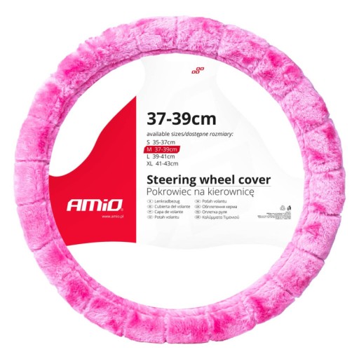 POKROWIEC NAKŁADKA NA KIEROWNICĘ RÓŻOWA FUTRZAK FUTRO MIĘKKA zewn. 37-39CM