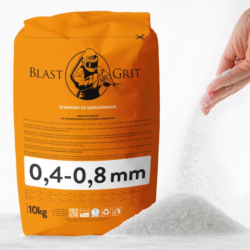 Granulat szklany 0,4 - 0,8 mm 10kg ŚCIERNIWO Blast Grit ATEST PZH