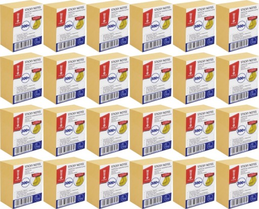 Karteczki MemoBe 40-50mm 300 karteczek żółte x24