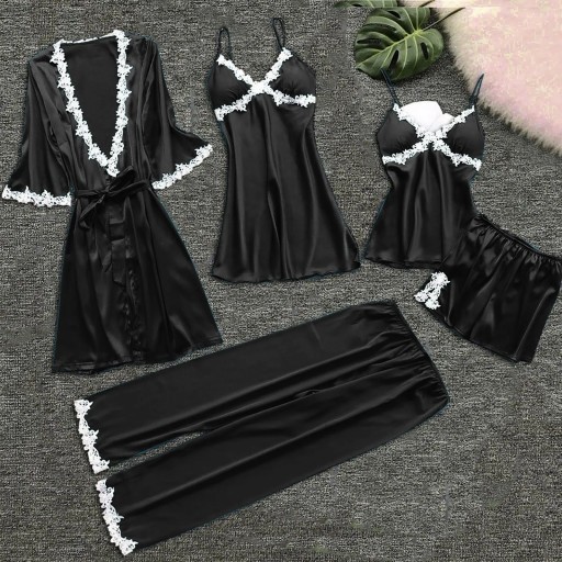 5-piece Women Sexy Garter Lingerie Set Robes Lace