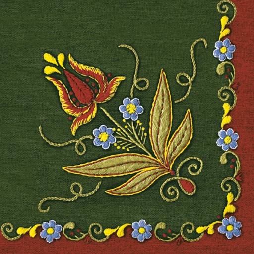 MAKI SERWETKI FOLK GÓRY HAFT LILIA 33X33 CM SLOG 057301 20 SZTUK