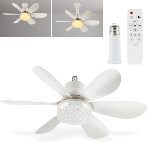 WENTYLATOR SUFITOWY WIATRAK PLAFON LAMPA LED 52 CM PRZEZROCZYSTY AKRYL