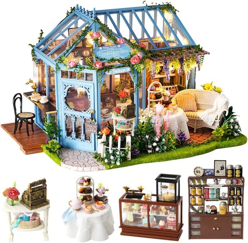 Cuteefun Miniaturowa ogrodowa herbaciarnia DIY