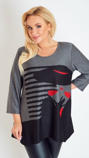 TUNIKA 'KOBIETA' SZARA PLUS SIZE