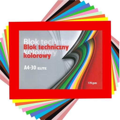 Blok techniczny Kreska Elite kolorowy A4 30 kartek