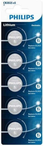 5x BATERIA LITOWA PHILIPS CR 2025 DL ECR 3V długa data ważności