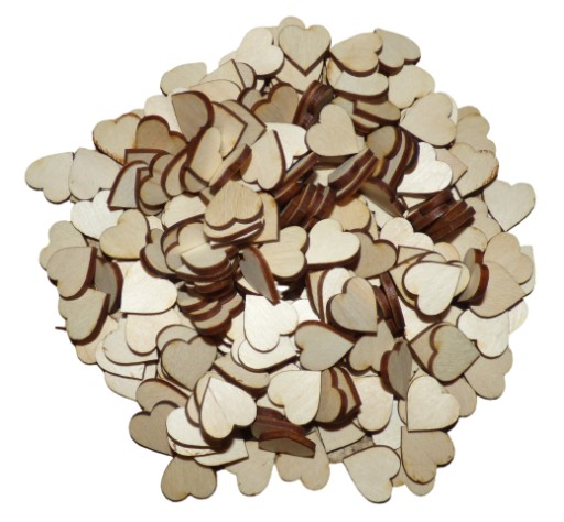 SERCA DREWNIANE, serduszka 1X1cm Decoupage 100szt