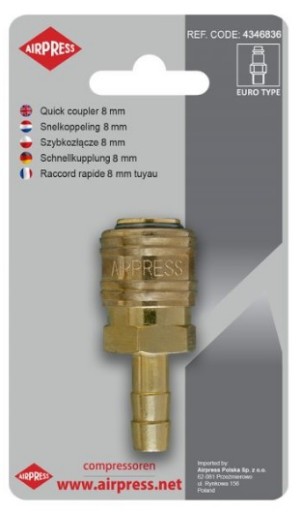 SZYBKOZŁĄCZE NA WĄŻ EURO 8 MM AIRPRESS 4346836