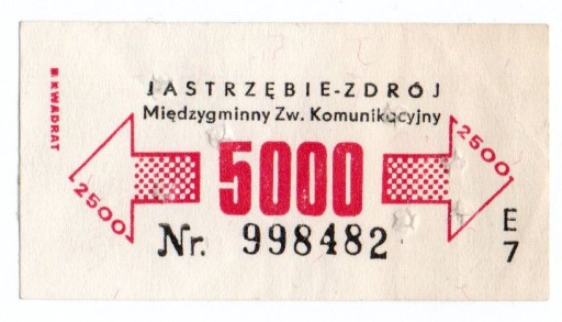 JASTRZĘBIE - ZDRÓJ KOMUNIKACJA STARY BILET AUTOBUS