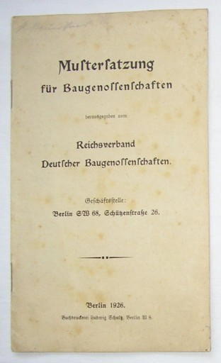 1926 SOSNITZA SOŚNICA GLIWICE STATUT SPÓŁ. MIESZK.