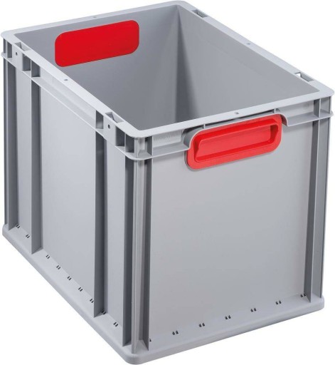 EuroBox 432,400x300x320mm, uchwyty zamkn.,szary/czerwony
