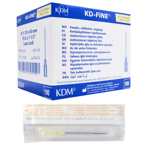 IGŁY INIEKCYJNE KDM KD-Fine 1.1 x 40mm 19G 100 szt