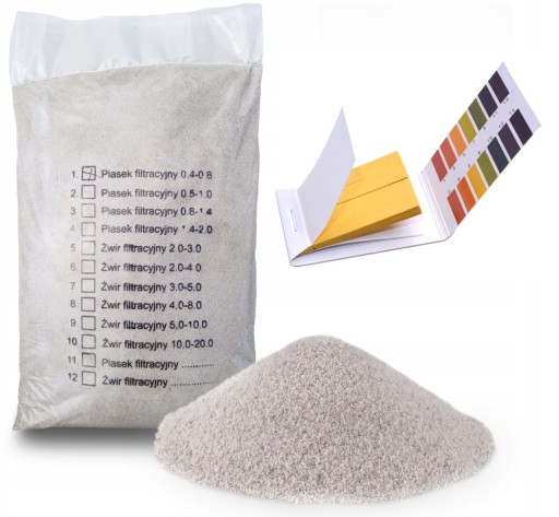 25kg Piasek Kwarcowy do Filtra Basenowego Pompy + Papierki do Pomiaru pH