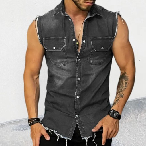 2023 Spring Summmer New Mens Denim Vest Ripped Jea
