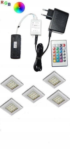 Oświetlenie mebli 5 x oprawa LED Squere2 RGB 12V z