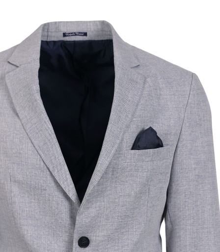 MARYNARKA MĘSKA ELEGANCKA WIZYTOWA BAWEŁNIANA CASUAL JASNA SIWY MELANŻ 62