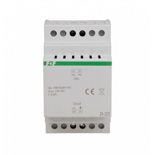 F&F ZASILACZ IMPULSOWY 30W 12V NA SZYNĘ ZI-22