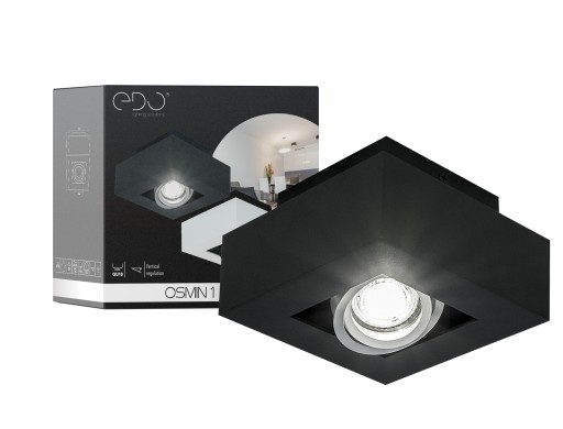 LAMPA SUFITOWA PLAFON LED NATYNKOWY OPRAWA CZARNA EDO