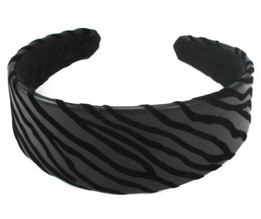 OPASKA DO WŁOSÓW ZEBRA CZARNA SKÓRA WELUR
