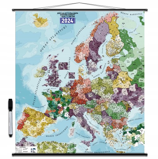 Mapa Europy Kodowa Ścienna 160x140 Suchościeralna Aktualna 2024
