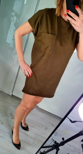 sukienka oliwkowa duzy tshirt zara rozmiar S 36