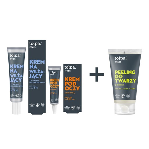 Zestaw kosmetyków męskich krem pod oczy + krem nawilżający + peeling TOŁPA