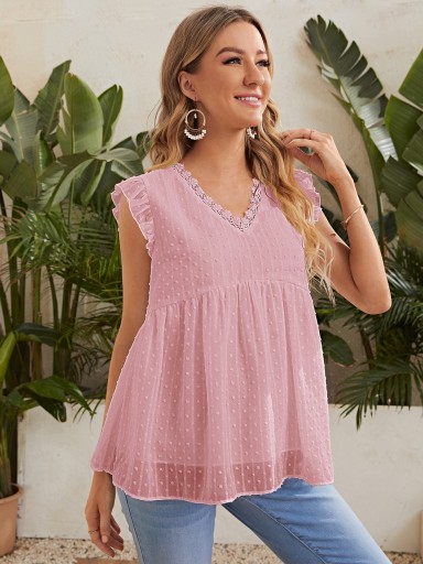 SHEIN BLUZKA CIĄŻOWA KORONKA PEPITKA RM J030063