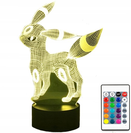 LAMPKA NOCNA 3D LED POKEMON UMBREON ZMIENIA KOLORY