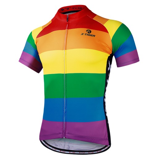 KOSZULKA ROWEROWA ODBLASK MĘSKA TĘCZOWA X-TIGER