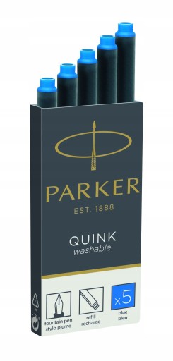 Naboje do piór niebieskie 5 sztuk PARKER spieralne