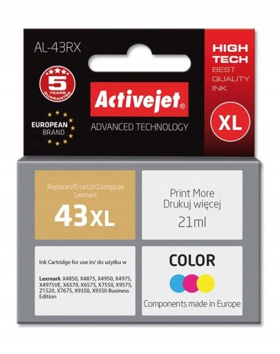 TUSZ LEXMARK 43XL ACTIVEJET AL-43RX KOLOR 43