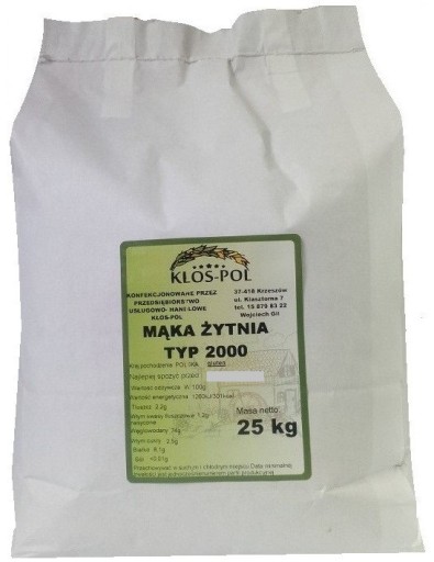 Mąka żytnia razowa (typ 2000) 25 kg,WYSYŁKA GRATIS